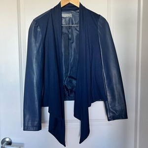 Bagatelles Open Front Drape Faux Leather Jacket